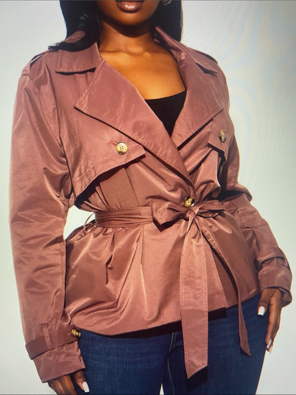 Fashion Nova Cassidy Belted Tie-Waist Trench in Brown - Picture 4 of 6